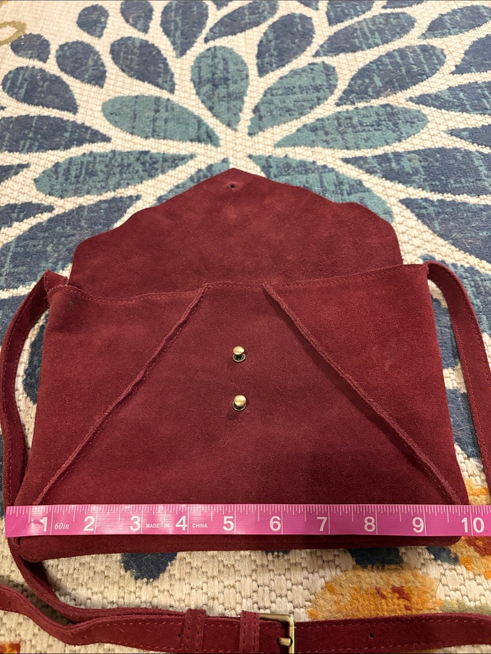 Moda Luxe Burgundy Suede Envelope Crossbody - Picture 3 of 8